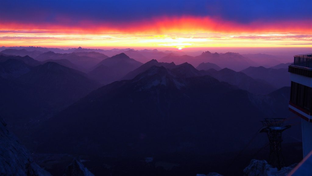 zachód słońca na Zugspitze